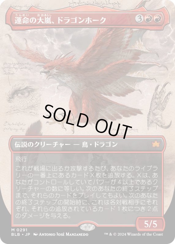 画像1: 【JPN】■ボーダーレス■運命の大嵐、ドラゴンホーク/Dragonhawk, Fate's Tempest [MTG_BLB_0291_M] (1)