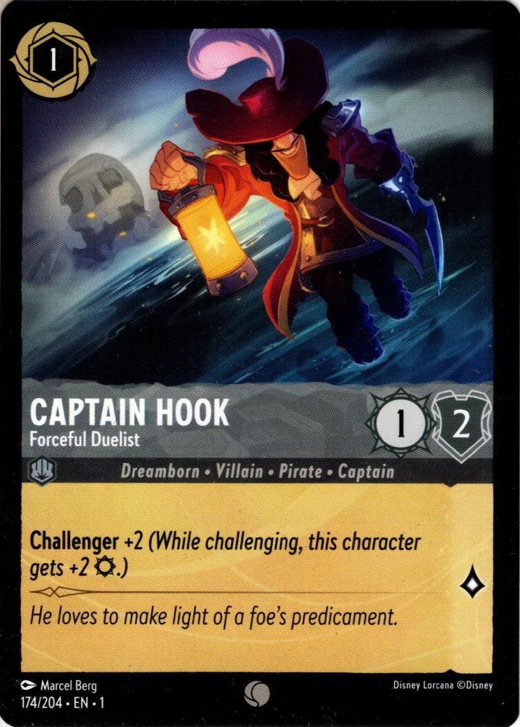 Disney Lorcana Captain Hook Forceful Duelist 174/204 Non Foil