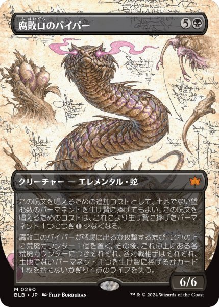 画像1: 【JPN】★Foil★■ボーダーレス■腐敗口のバイパー/Rottenmouth Viper [MTG_BLB_0290_M] (1)