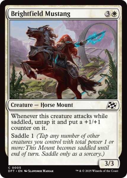 画像1: 【ENG】煌々野の野生馬/Brightfield Mustang [MTG_DFT_0005_C] (1)