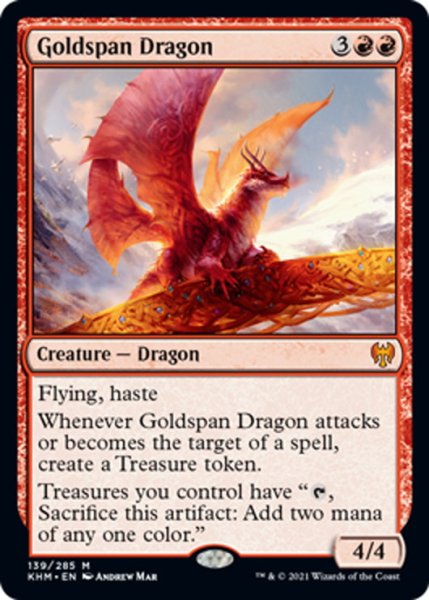 画像1: 【ENG】黄金架のドラゴン/Goldspan Dragon[MTG_KHM_139Ｍ] (1)