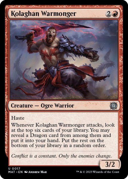 画像1: 【ENG】★Foil★コラガンの戦争屋/Kolaghan Warmonger[MTG_MAT_0017U] (1)