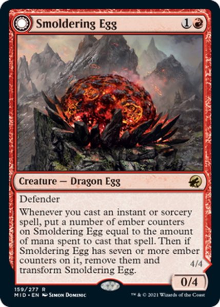 画像1: 【ENG】くすぶる卵/灰口のドラゴン/Smoldering Egg/Ashmouth Dragon[MTG_MID_159R] (1)