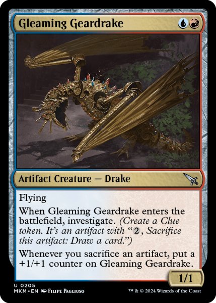 画像1: 【ENG】煌く機械ドレイク/Gleaming Geardrake[MTG_MKM_0205_U] (1)