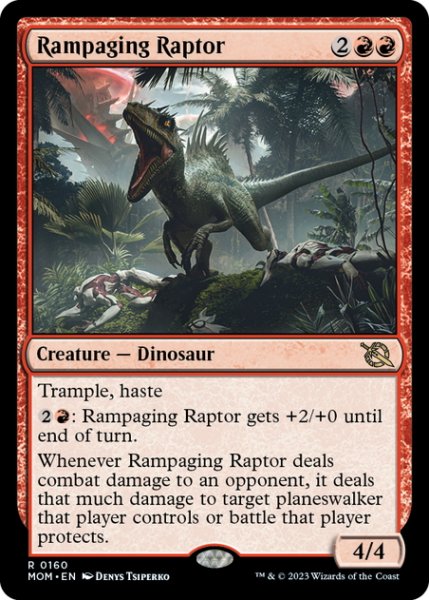 画像1: 【ENG】猛り狂う猛竜/Rampaging Raptor[MTG_MOM_0160R] (1)