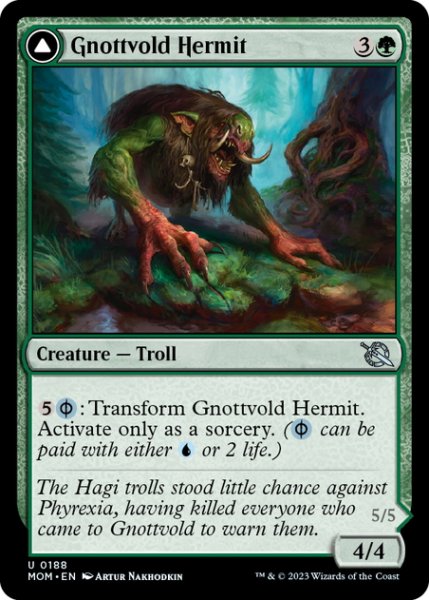 画像1: 【ENG】ノットヴォルドの隠遁者//金属の徒党の大男/Gnottvold Hermit//Chrome Host Hulk[MTG_MOM_0188U] (1)