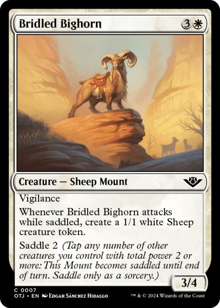 画像1: 【ENG】手綱付きの大角/Bridled Bighorn[MTG_OTJ_0007_C] (1)