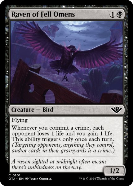 画像1: 【ENG】不吉な前兆の鴉/Raven of Fell Omens[MTG_OTJ_0101_C] (1)