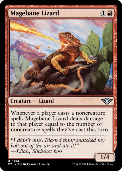 画像1: 【ENG】魔導士封じのトカゲ/Magebane Lizard[MTG_OTJ_0134_U] (1)