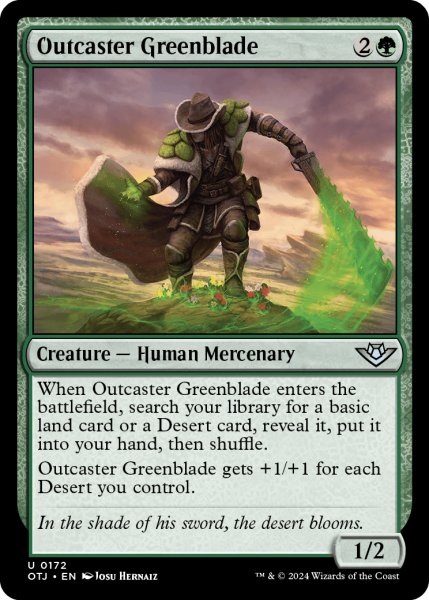 画像1: 【ENG】荒野無頼団の緑刃/Outcaster Greenblade[MTG_OTJ_0172_U] (1)